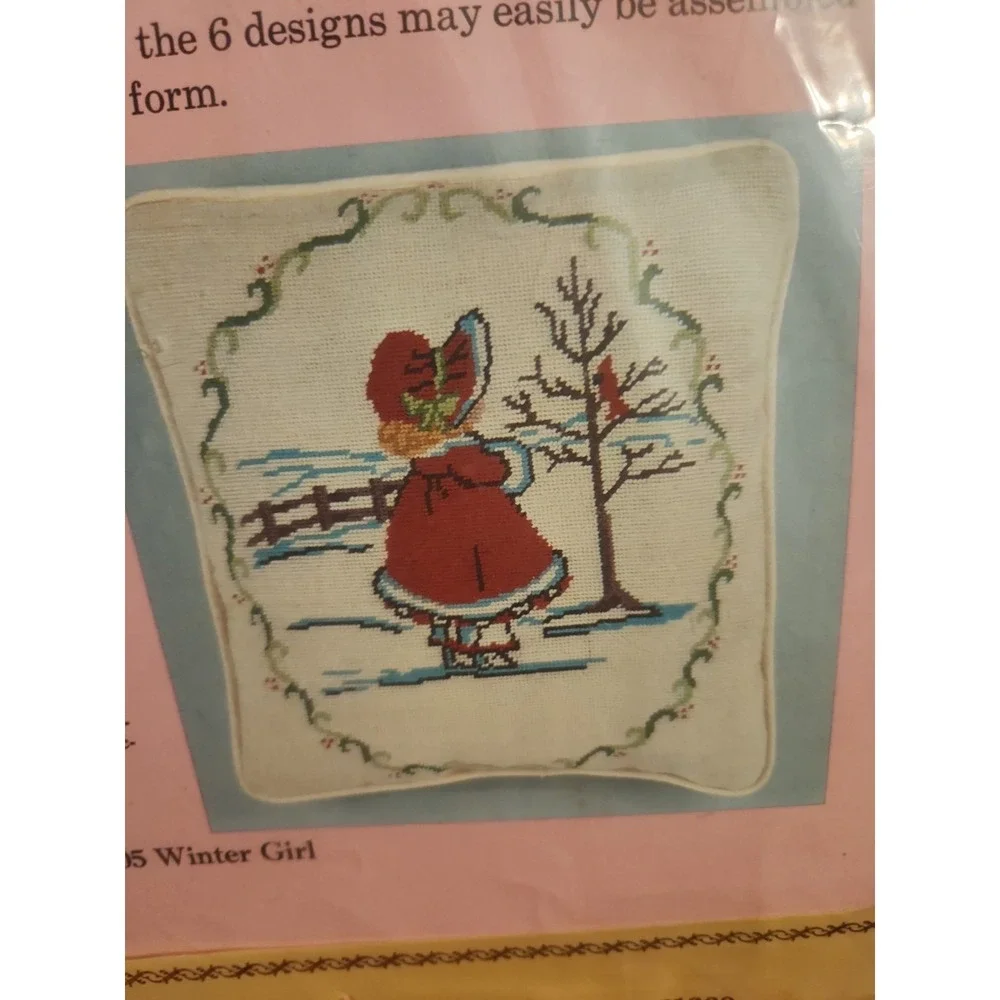 Vtg General Crafts Needlepoint Kit 11x14 #5005 Winter Girl Made In Baltimore USA